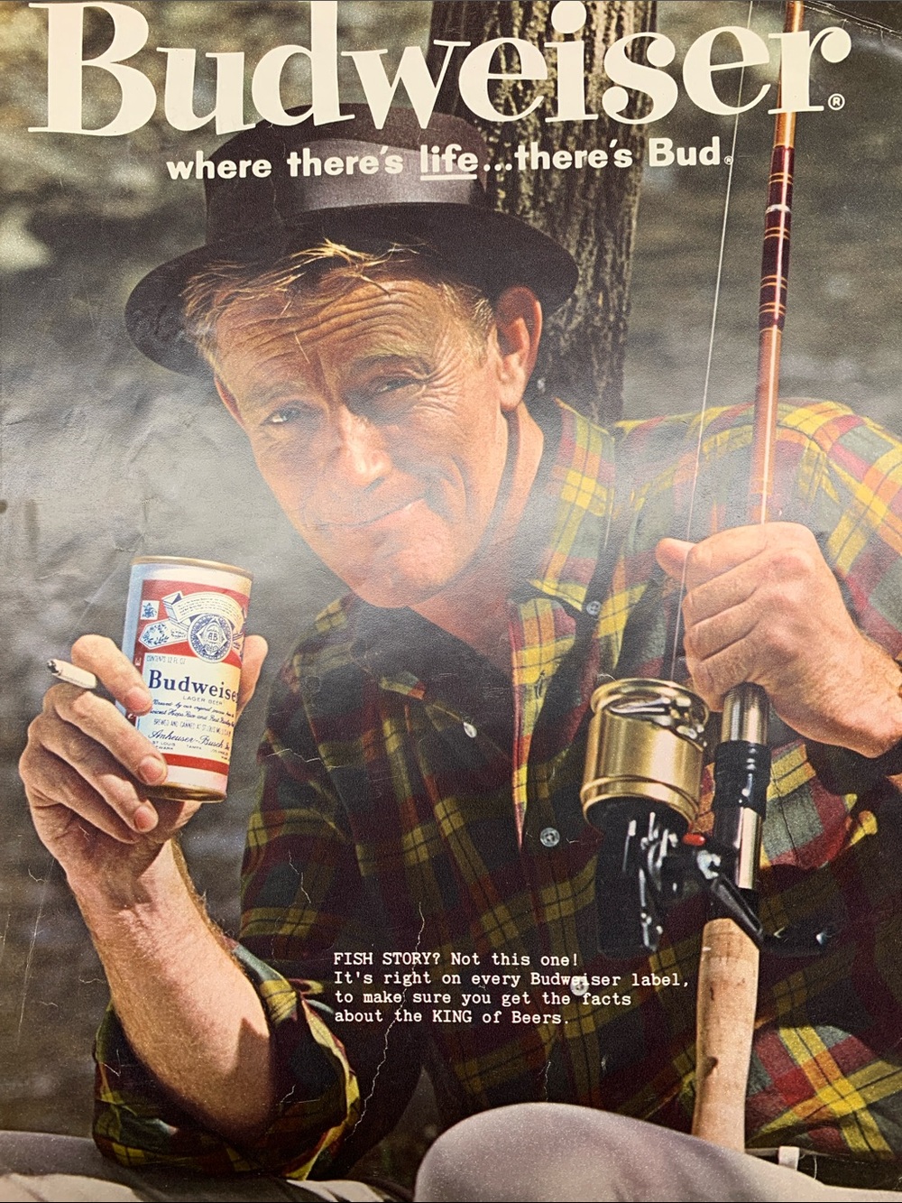 Vintage Budweiser Man Fishing Ad Look May 9, 1961